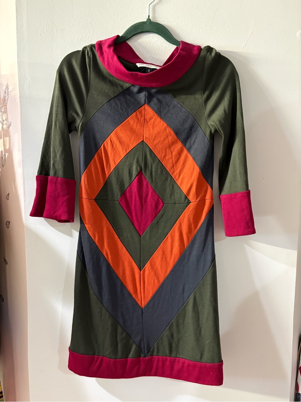 Diane Von Furstenberg Dress Diamond Colorblock Size 4